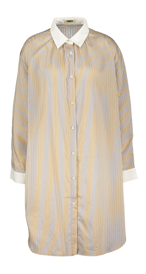 Beige oversized hemdjurk met blauwe strepen Luane FRNCH