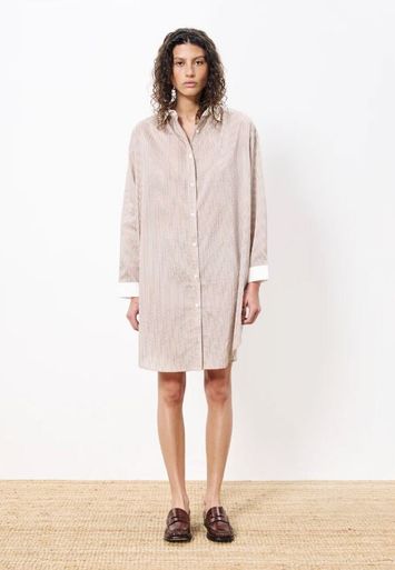 Beige oversized hemdjurk met blauwe strepen Luane FRNCH 
