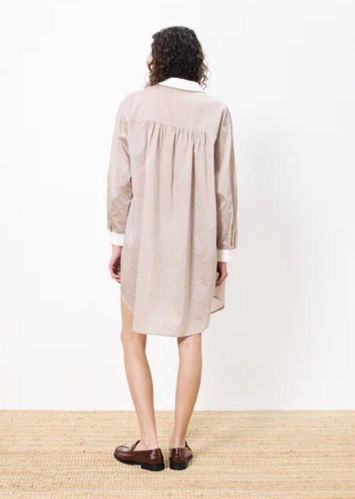 Beige oversized hemdjurk met blauwe strepen Luane FRNCH 