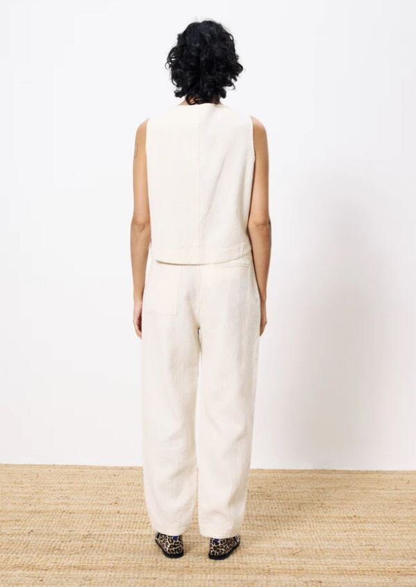 Ecru kleurige broek in structuur Pepita FRNCH