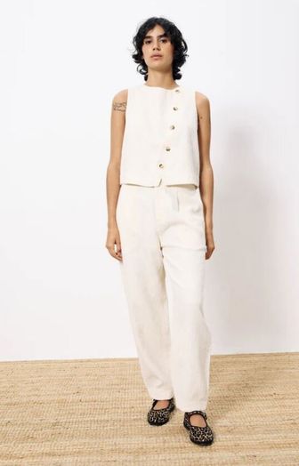 Beige mouwloze top met knopen Pamphilia FRNCH