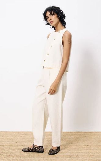Beige mouwloze top met knopen Pamphilia FRNCH
