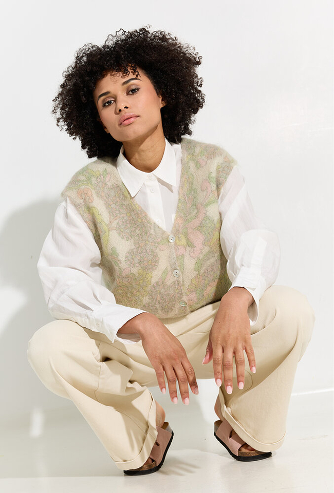 Multicolor mouwloze cardigan Nevy Frnch