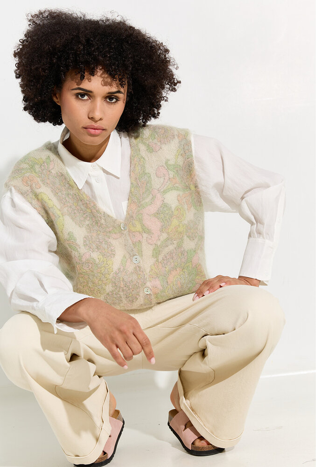 Multicolor mouwloze cardigan Nevy Frnch