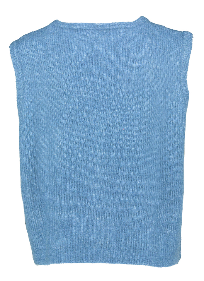 Kobaltblauwe mouwloze gilet met knopen Meliza FRNCH