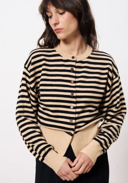 Rose pale gilet met strepen Noumea Frnch 