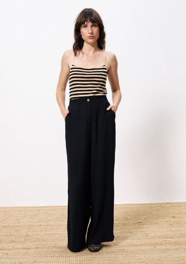 Beige zwart gestreepte top Ninette FRNCH