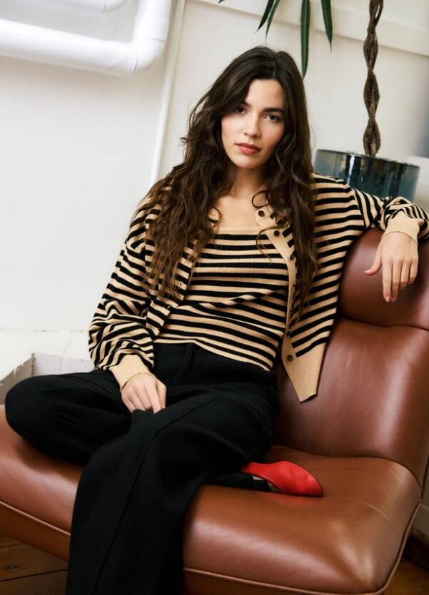 Beige zwart gestreepte top Ninette FRNCH