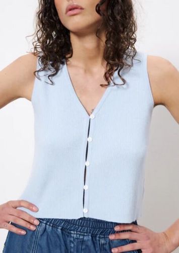 Bleu claire gilet zonder mouwen Maurane Frnch 