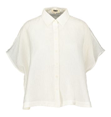 Witte oversized bloes in kreukstof Abiba FRNCH 