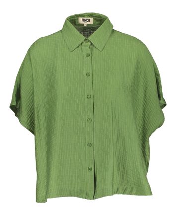 Groene oversized bloes in kreukstof Abiba FRNCH 