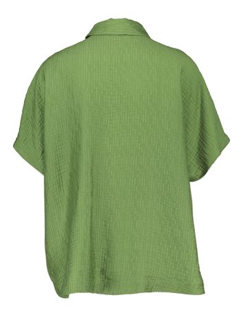 Groene oversized bloes in kreukstof Abiba FRNCH 