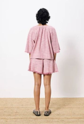 Fushia gestreepte bloes met franjes aan de mouw Alyssia FRNCH