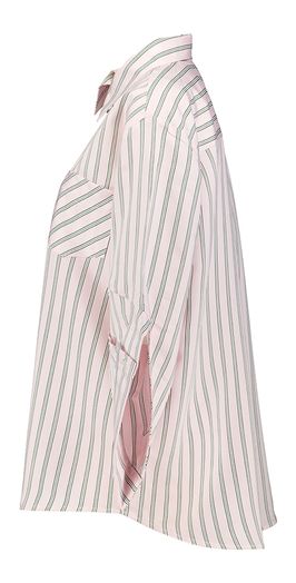Roze blouse met groen strepenmotief en detailmouwen March23