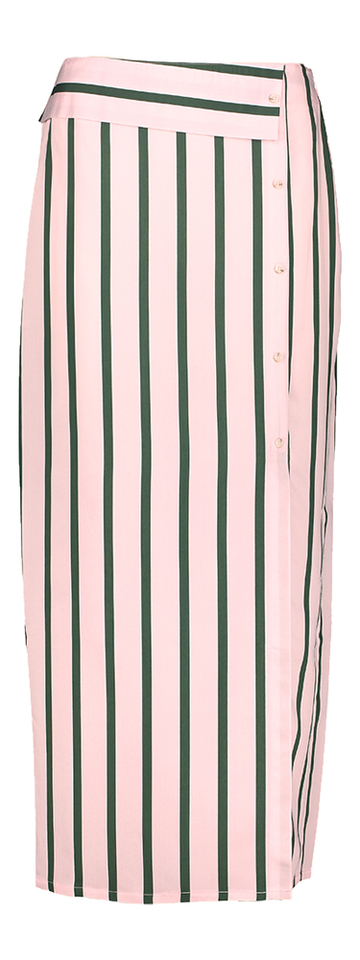 Lichtroze rok met groene strepen en split vooraan Sonora March 23