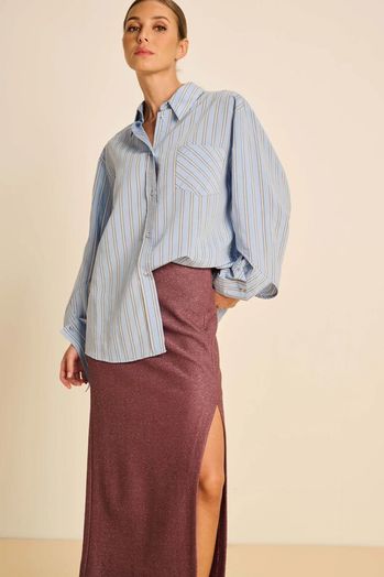Bordeaux halflange rok in structuur Elle March23