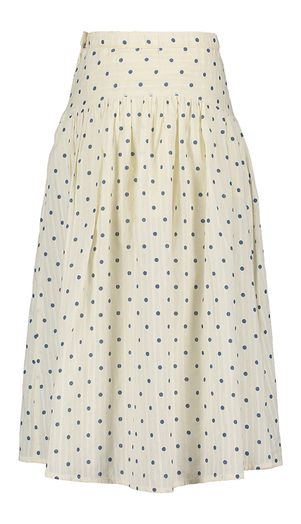 Ecru halflange rok met blauw bollenmotief Hassle Bellerose