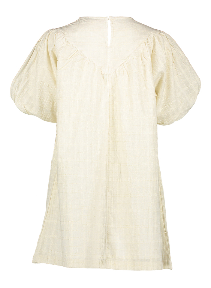 Ecru wijdvallende jurk met gouden glitterdraad Harp Bellerose