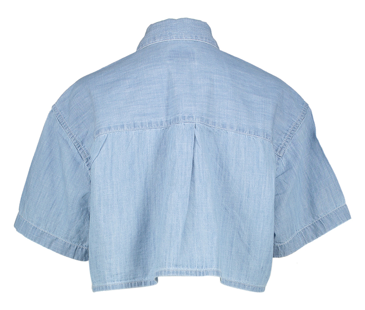 Blauwe korte bloes in jeans look Wiggle Bellerose