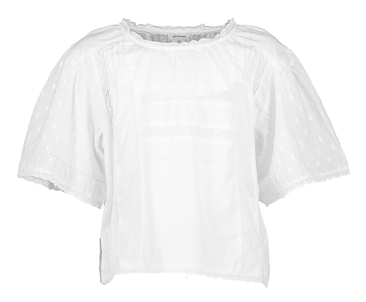 Witte katoenen bloes met kanten detail Heko Bellerose
