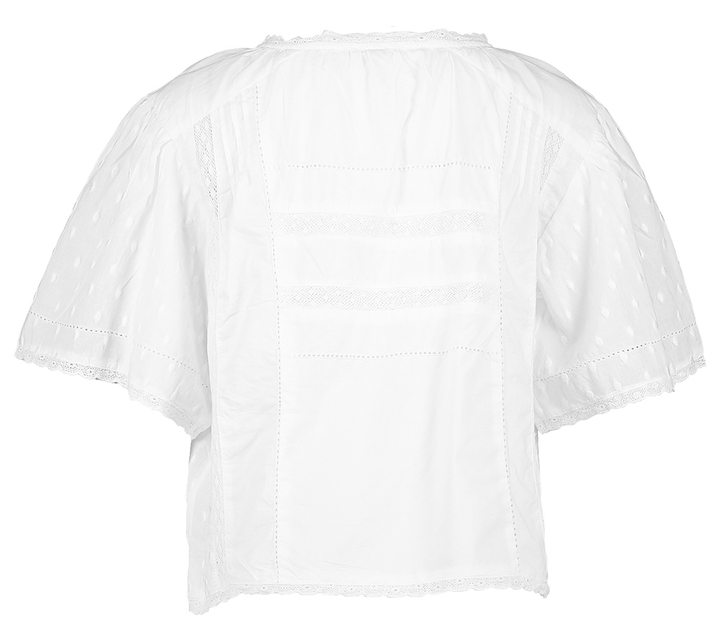 Witte katoenen bloes met kanten detail Heko Bellerose