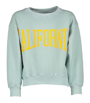 Bellerose Muntgroene sweater met gele opdruk Fadol