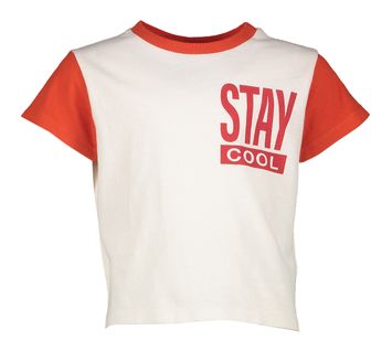 Witte t-shirt met rood detail stay cool Bellerose girls