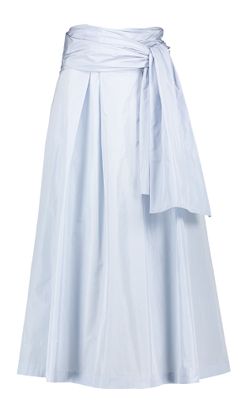 Just Eve Lichtblauwe uitlopende rok met knoop detail Sonar