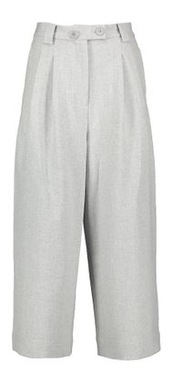 Stella Nova Lichtgrijze lange wijde broek met knopen