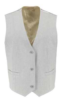 Stella Nova Lichtgrijze gilet met knopen en ecru detail op de achterkant