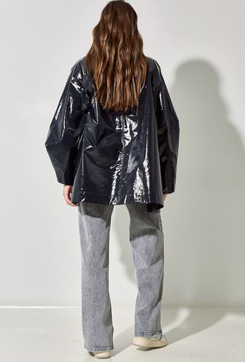 Donkerblauwe glanzende regenjas Haily Bellerose