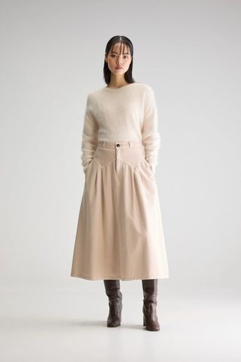 Beige plooirok in jeans look Bellerose 