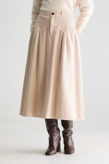 Beige plooirok in jeans look Bellerose 