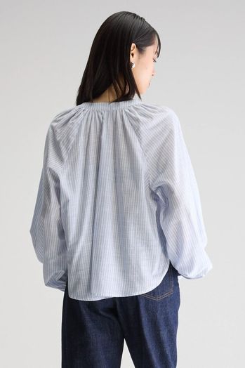 Lichtblauwe gestreepte katoenen bloes Tonka Bellerose