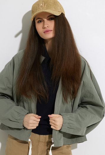 Kaki oversized vest in parachute stof Helsink Bellerose 