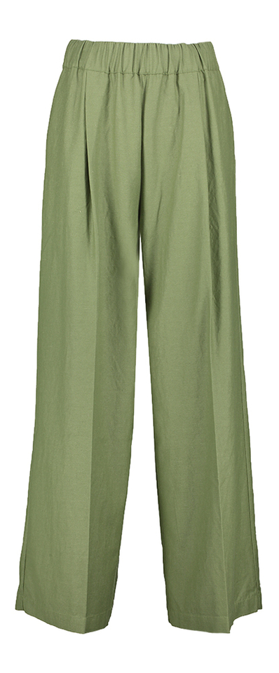Kaki groene wijde broek met bandplooi Vezza Bellerose