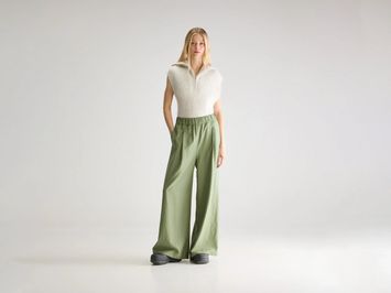 Kaki groene wijde broek met bandplooi Vezza Bellerose 