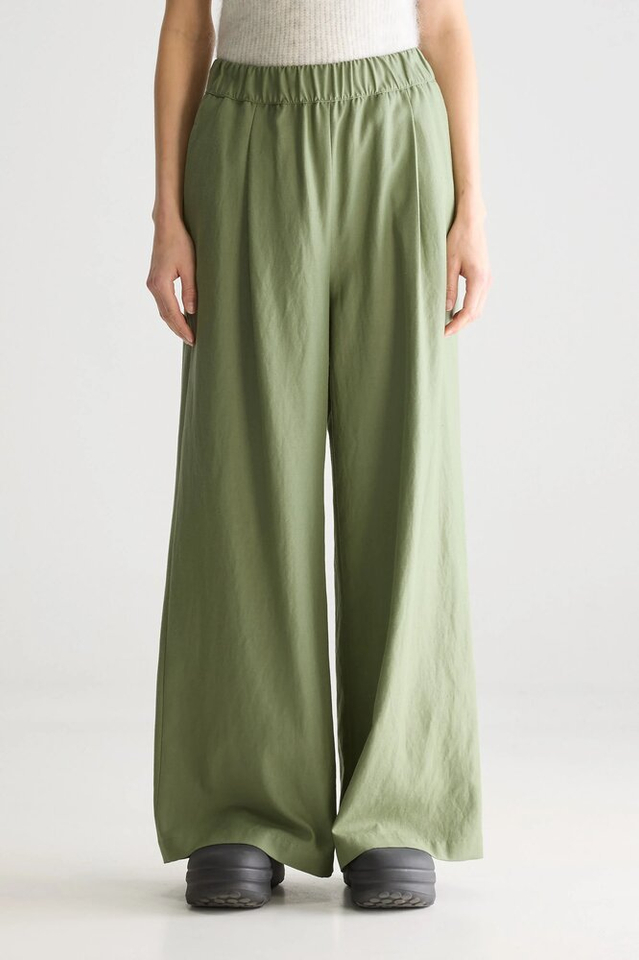 Kaki groene wijde broek met bandplooi Vezza Bellerose