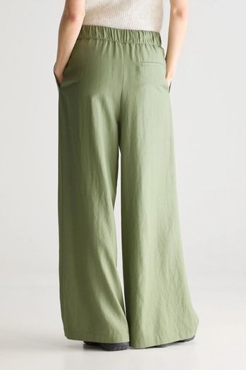 Kaki groene wijde broek met bandplooi Vezza Bellerose 