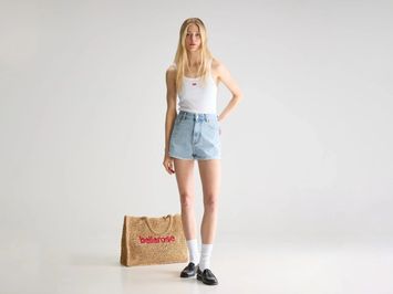 Blauwe jeansshort met hoge taille Bellerose 