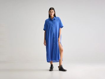 Kobalt blauwe midi hemdjurk Keren Bellerose 