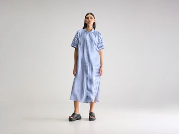 Blauw/wit gestreept hemdjurk met zakken Keren Bellerose 
