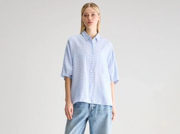 Blauw gestreepte blouse met vlindermouwen Jessie Bellerose