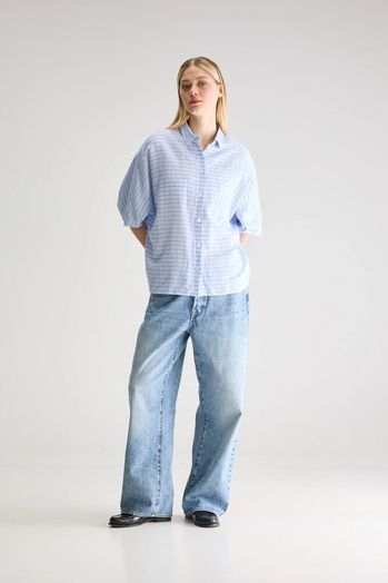 Blauw gestreepte blouse met vlindermouwen Jessie Bellerose