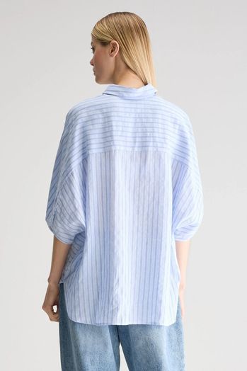 Blauw gestreepte blouse met vlindermouwen Jessie Bellerose