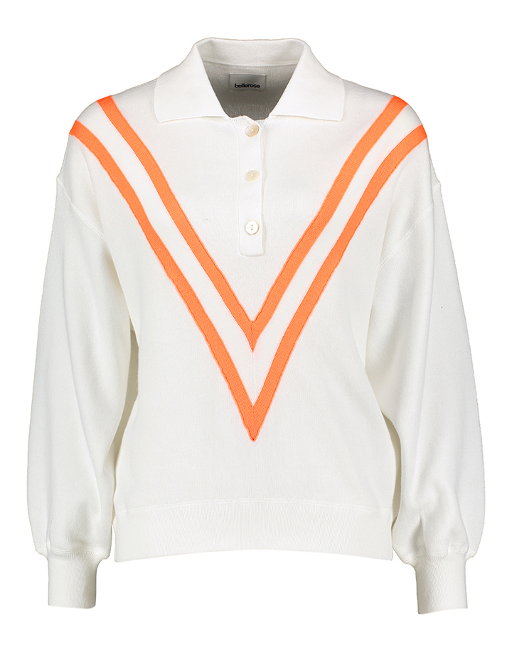 Witte trui met fluo oranje strepen Bellerose