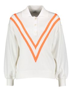 Bellerose Witte trui met fluo oranje strepen
