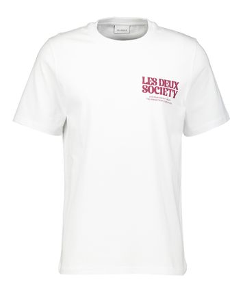 Witte t-shirt met bordeaux print Les Deux 