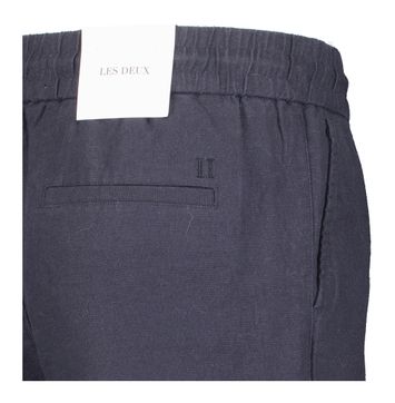 Donkerblauwe linnen broek met elastiek Les Deux 