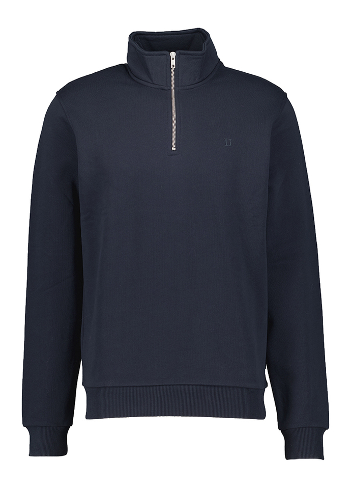 Donkerblauwe katoenen sweater met korte rits Les Deux